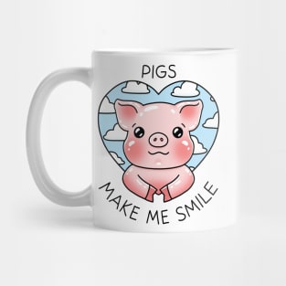 Pigs make me smile - Funny pig in heart with clouds Mug